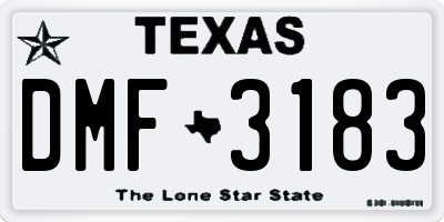 TX license plate DMF3183