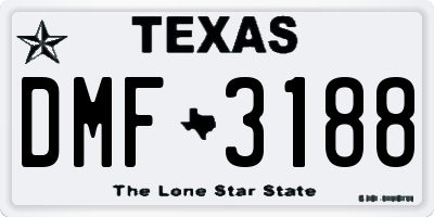 TX license plate DMF3188