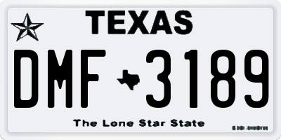TX license plate DMF3189