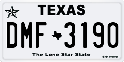 TX license plate DMF3190