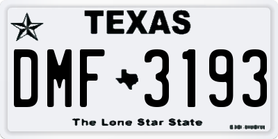 TX license plate DMF3193