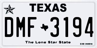 TX license plate DMF3194