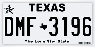 TX license plate DMF3196