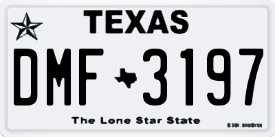 TX license plate DMF3197