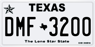 TX license plate DMF3200