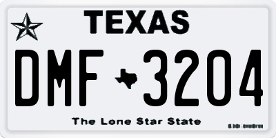 TX license plate DMF3204