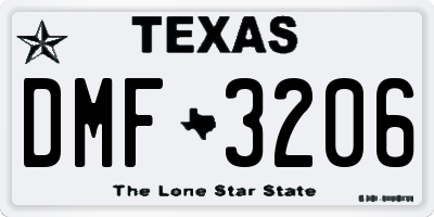 TX license plate DMF3206