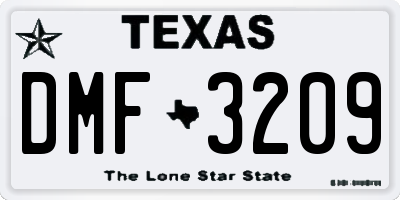 TX license plate DMF3209
