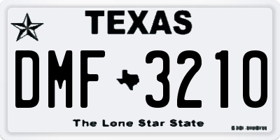 TX license plate DMF3210