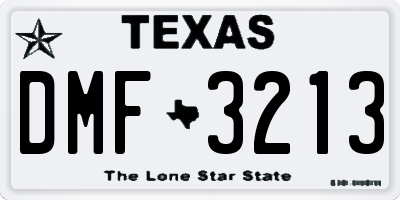 TX license plate DMF3213