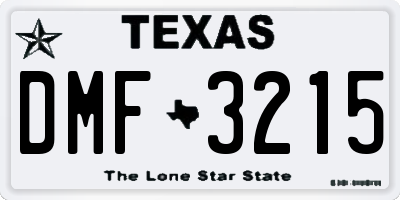 TX license plate DMF3215