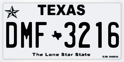 TX license plate DMF3216