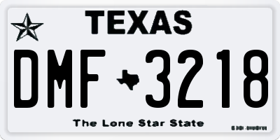 TX license plate DMF3218