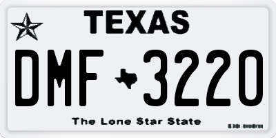 TX license plate DMF3220