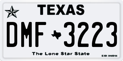 TX license plate DMF3223