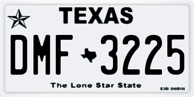 TX license plate DMF3225