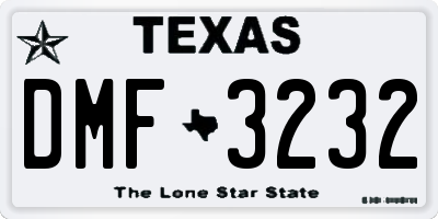 TX license plate DMF3232