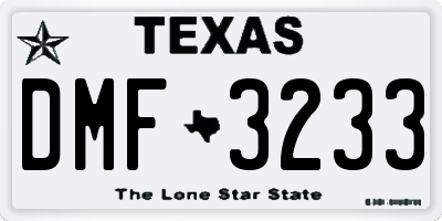 TX license plate DMF3233