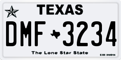 TX license plate DMF3234