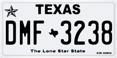 TX license plate DMF3238
