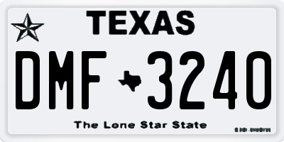 TX license plate DMF3240