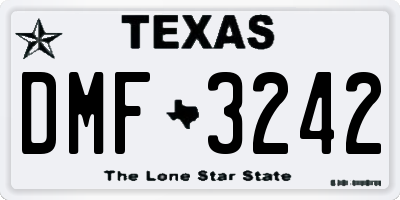 TX license plate DMF3242