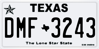 TX license plate DMF3243