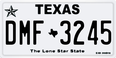 TX license plate DMF3245
