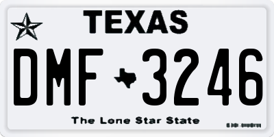 TX license plate DMF3246