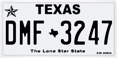 TX license plate DMF3247