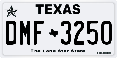 TX license plate DMF3250
