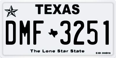 TX license plate DMF3251