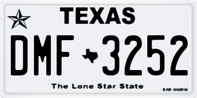 TX license plate DMF3252