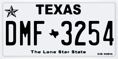 TX license plate DMF3254