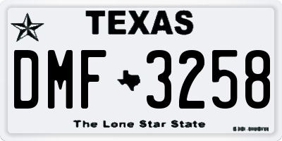 TX license plate DMF3258