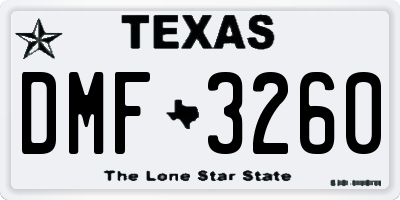TX license plate DMF3260