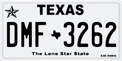 TX license plate DMF3262