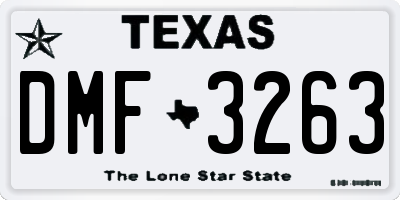 TX license plate DMF3263