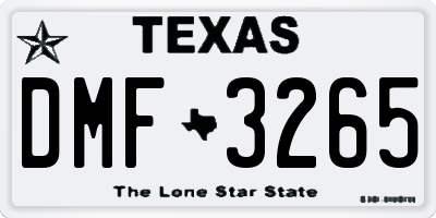 TX license plate DMF3265