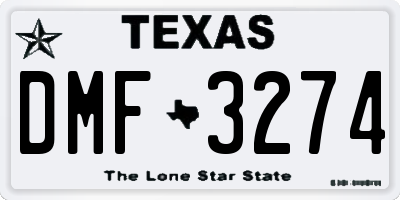 TX license plate DMF3274