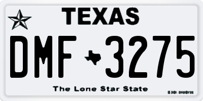 TX license plate DMF3275
