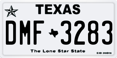TX license plate DMF3283