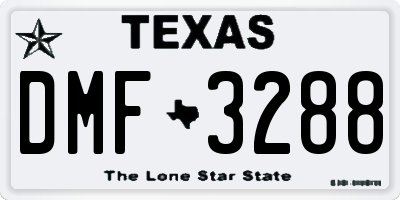 TX license plate DMF3288