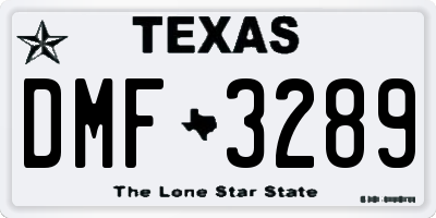 TX license plate DMF3289