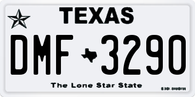 TX license plate DMF3290