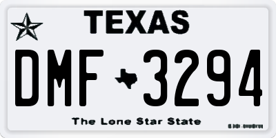TX license plate DMF3294