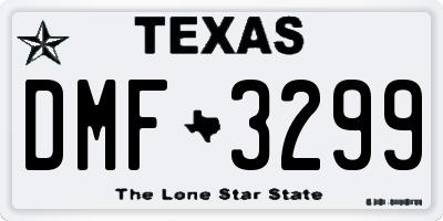 TX license plate DMF3299