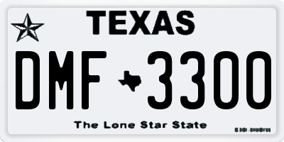 TX license plate DMF3300