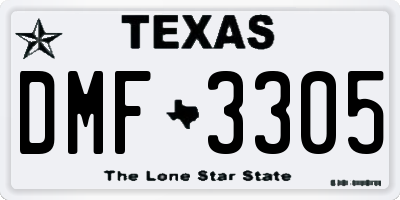 TX license plate DMF3305