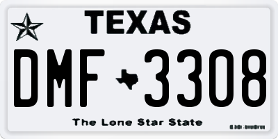 TX license plate DMF3308